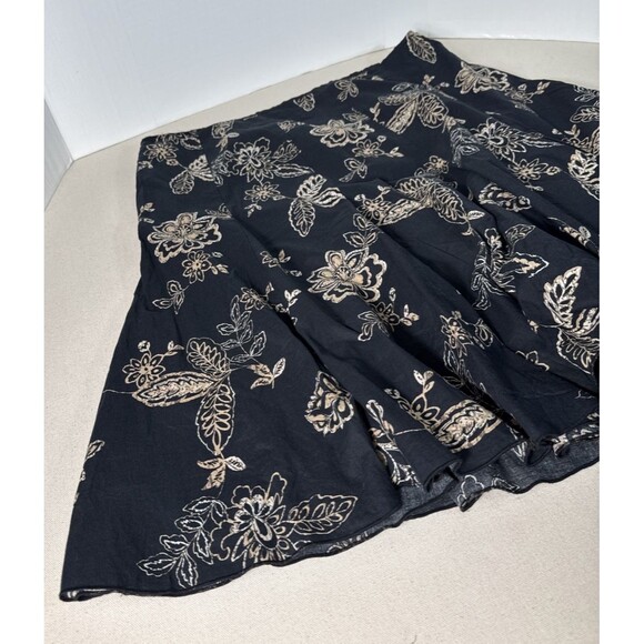 New York & Company Midi Skirt Women's 18 Tan Black Floral Print Flared Boho - Picture 4 of 11